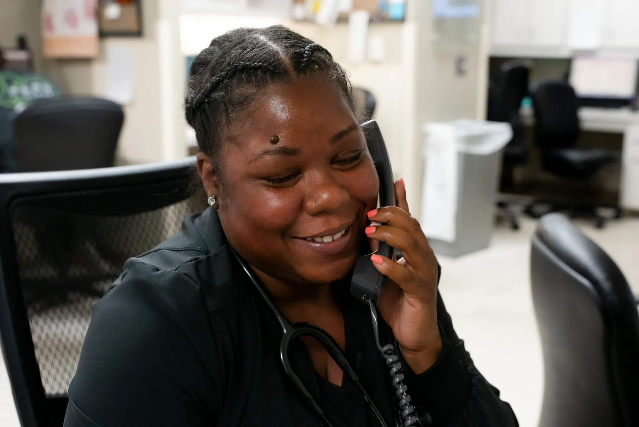 Patient focused nurse answers call